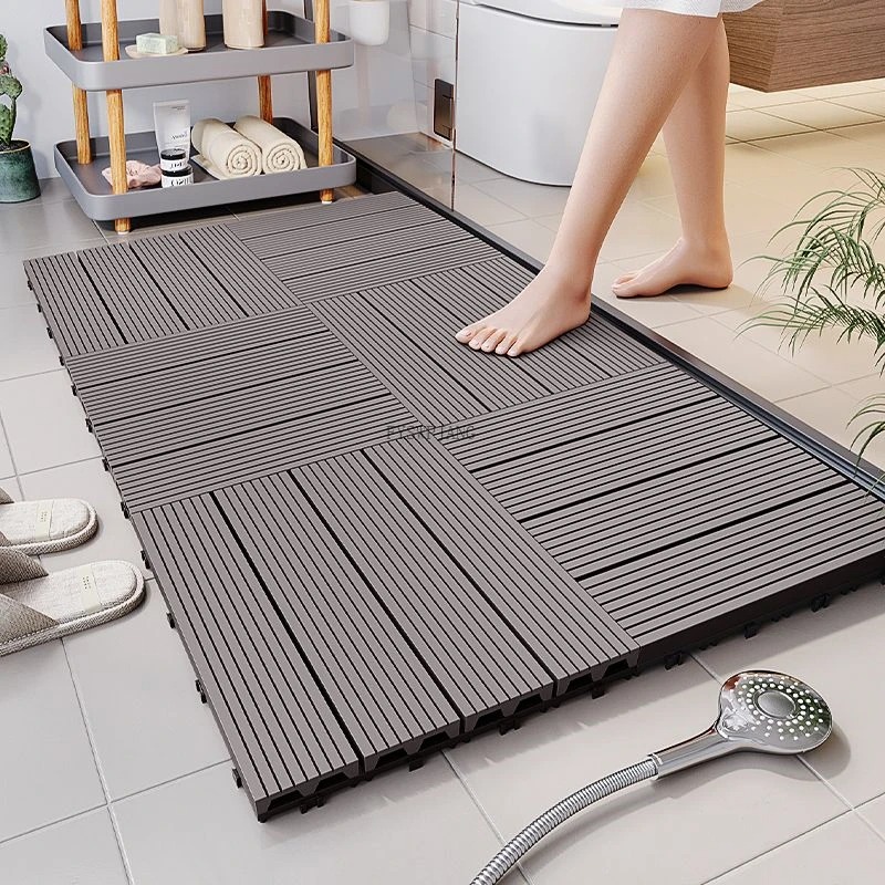 Bamboo Bath Mat - แผ่นรองพื้นไม้จำลองแบบเชื่อมต่อ ป้องกันความชื้น ยกสูง ป้องกันการลื่นล้ม สำหรับผู้สูงอายุและสตรีมีครรภ์