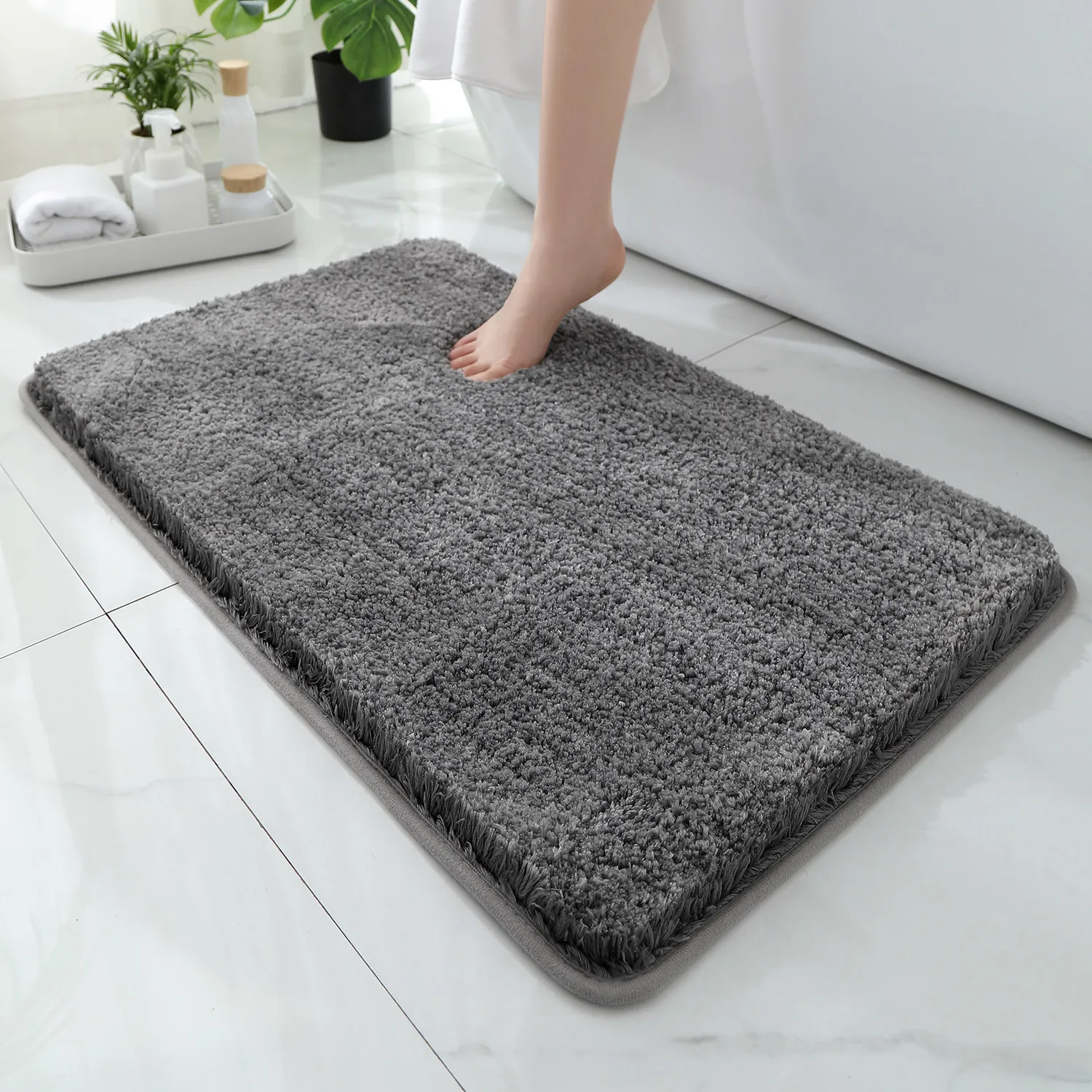 Bamboo Bath Mat - พรมปูพื้นห้องน้ําทรงกลมและหนา, พรมดูดซับอ่างอาบน้ํา, วัสดุหรูหรา, พรมกันลื่น, พรมประตูทางเข้า, ห้องน้ํา