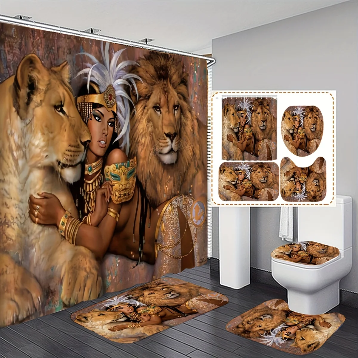 Bamboo Bath Mat - ชุดห้องน้ำ Regal Royal Lion and Queen