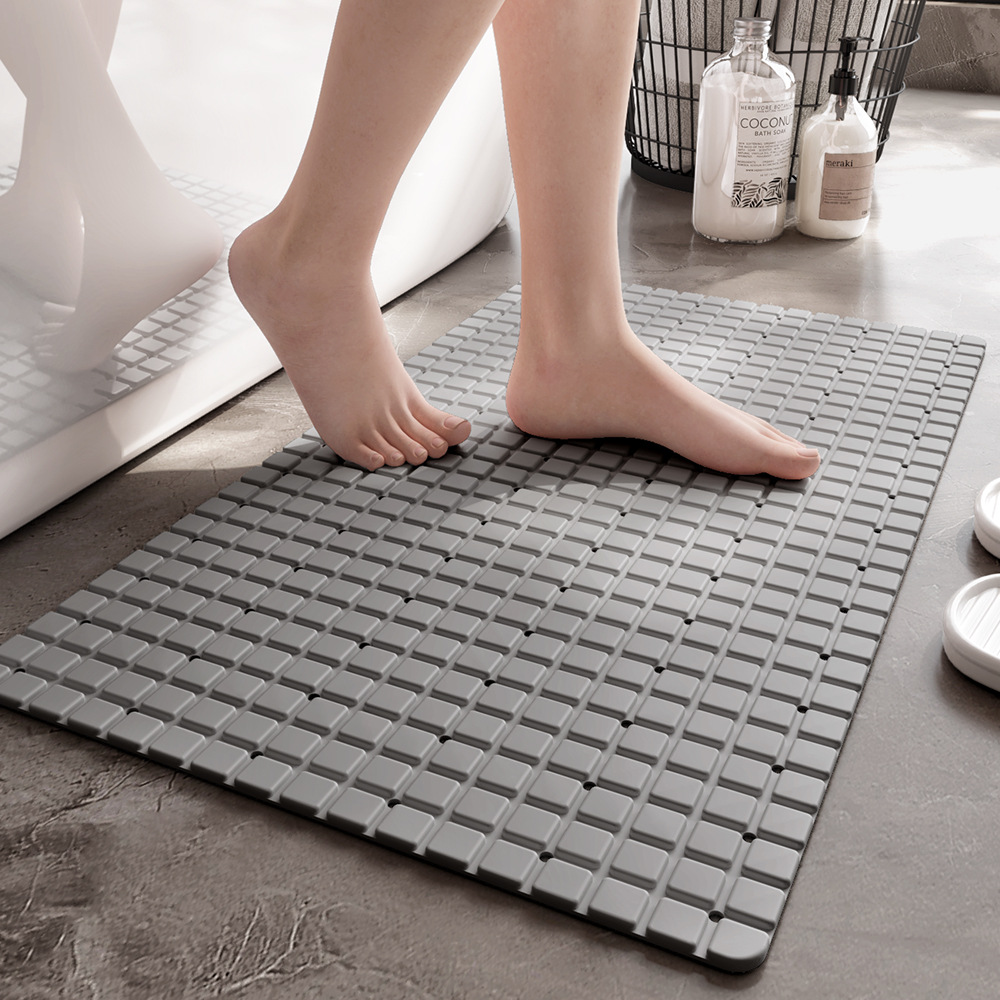 Bamboo Bath Mat - แผ่นรองอาบน้ำกันลื่น PVC 1 ชิ้น พร้อมถ้วยดูดและรูระบายน้ำ ขนาด