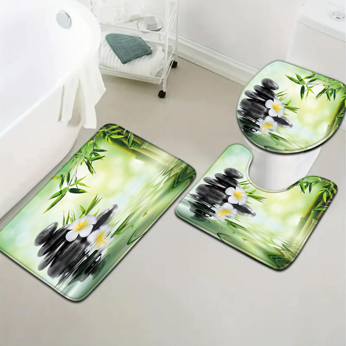ชุดที่นั่งชักโครกและพรมน้ําไม้ - Bamboo Bath Mat บทวิจารณ์และราคา